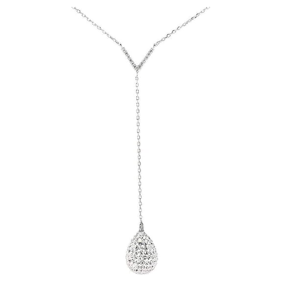 Cate & Chloe Ava 925 Sterling Silver Teardrop Y Necklace With Simulated Diamond Crystals for Women