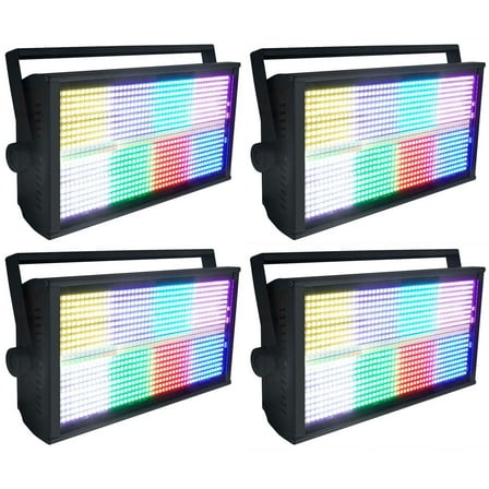 (4) Rockville STAGE PANEL 864 LED RGB Pro Stage Wash Lights Strobe Matrix Combo