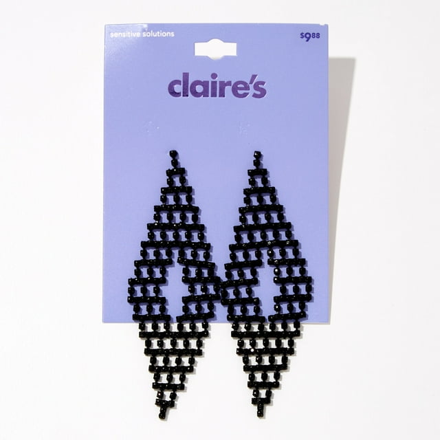 Claire's Jet Black Triangle Drop Earrings with Postback