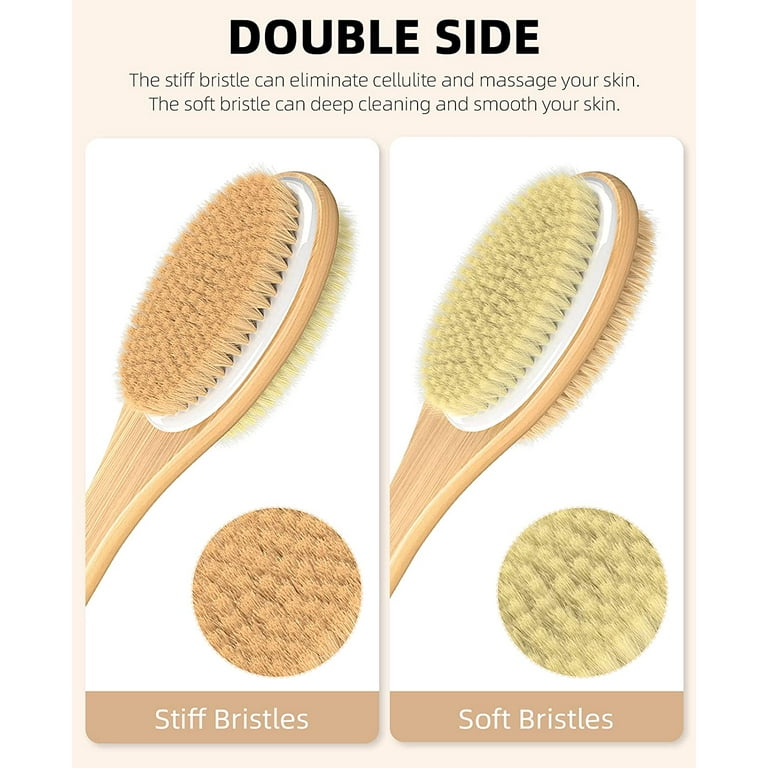 1pc Bath Brush With Long Handle & Soft Bristle, Double-sided Shower Brush  For Exfoliating, Cleaning And Massaging