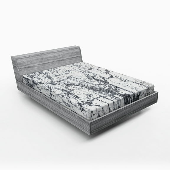 Ambesonne Abstract Fitted Sheet, Surreal Abstract, Queen Size, Grey White