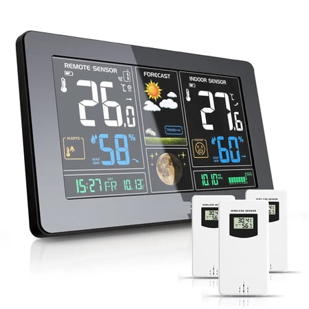 Wireless Indoor Weather Station Digital Thermometer Hygrometer Table Alarm Clock Temperature Humidity Sensor Weather Forecast Excellent Visual Experience