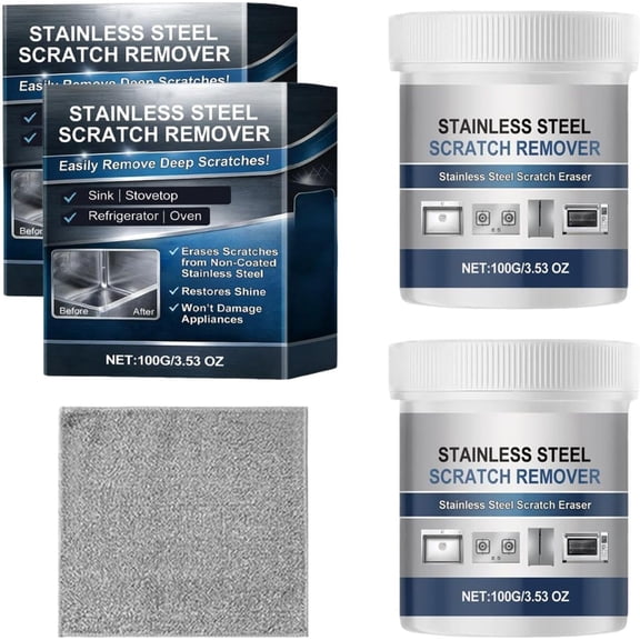 Stainless Steel Scratch Remover Kit, 2 Pack Gentle Metal Scratch Remover | Stainless Steel Rust Remover To Restore Shine, Multi-Purpose Appliance Cleaning And Repair Agent For Restoration Maintenance