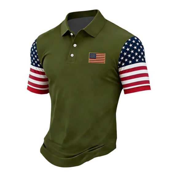 Men's America 250 Polo Shirts Freedom Shirt American Flag Graphic Button Up Tees Independence Day Workout Golf Polo Shirts