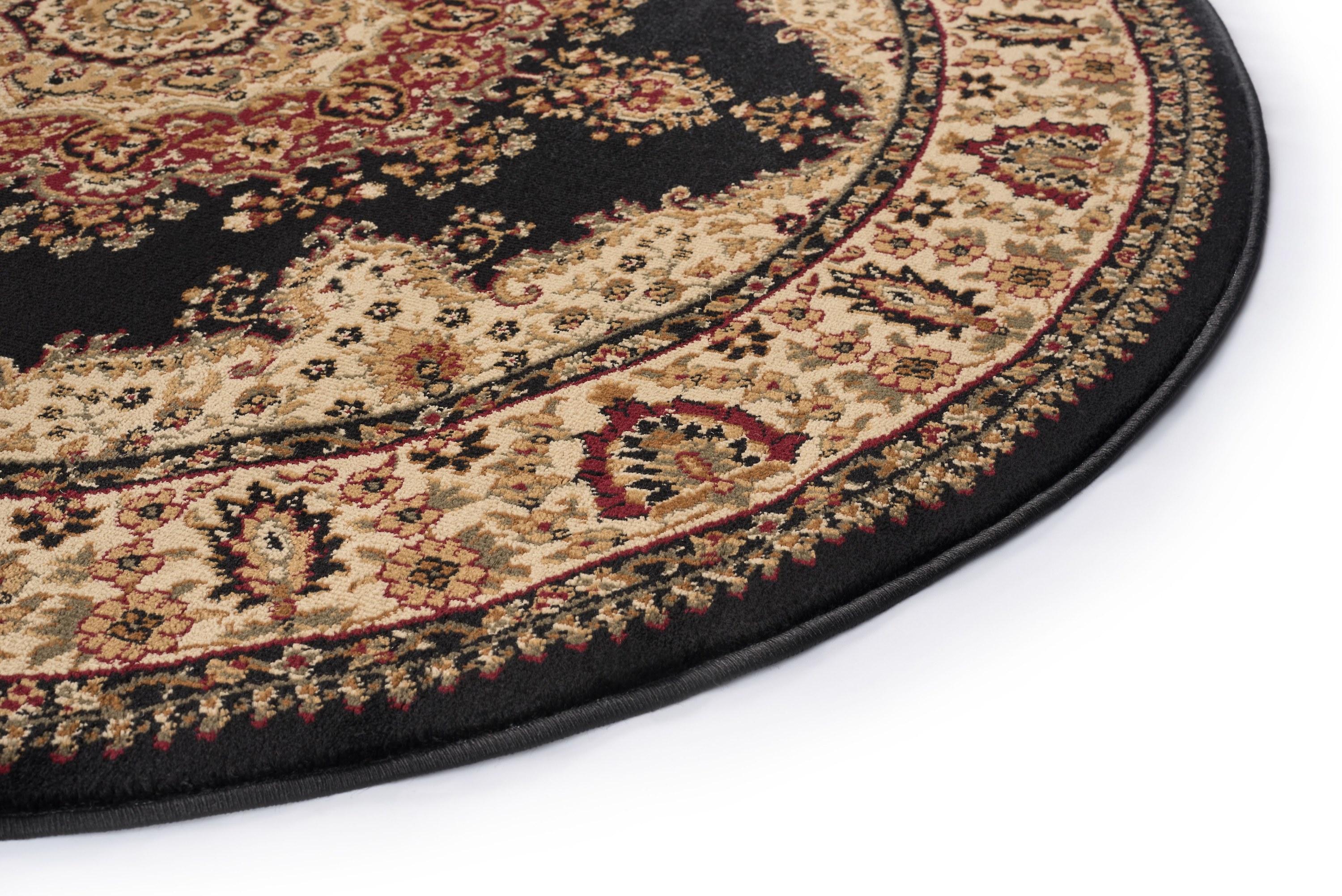 Sensation Transitional 5' x 7' Oval Black and Beige Polypropylene Indoor Area Rug
