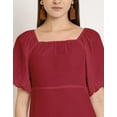 thumbnail image 5 of Moomaya Solid Square Neck Sheath Dress, Puff Sleeve Short Ruffle Hem Dress, 5 of 8