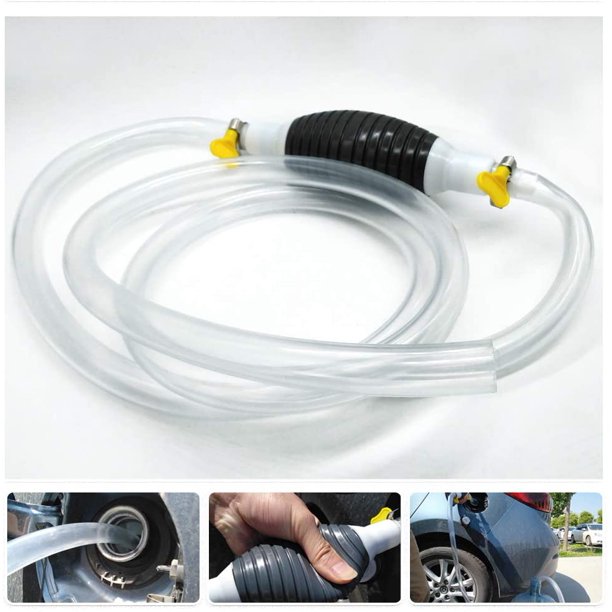 La más nueva bomba manual de transferencia de combustible Sifón portátil Bomba manual de alto flujo Manual para gasolina Gas Gasolina Aceite diesel Tanque de peces líquidos con manguera de sifón de 2M JFHHH pequeña