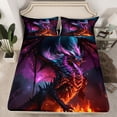 thumbnail image 2 of YST Magical Dragon Bed Sheets Set Wild Animal Twin Size Sheet Sets, Purple Lightning Sheets Flame Fire Bed Set, 3D Dragon Flat Sheet Kids Teen Adult Boys Magic Theme Room Decor, 2 of 5
