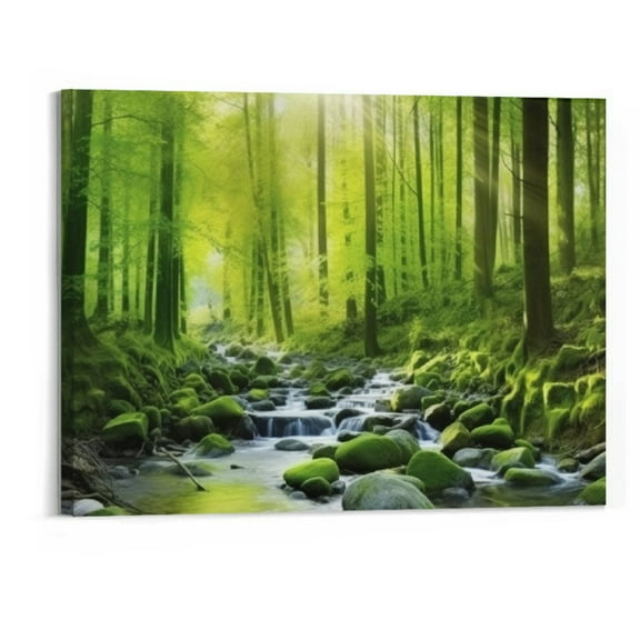 Creowell Canvas Wall Art for Bedroom Green Trees Landscape Sunshine Over Forest Photograph Printed Living Room Wall Decoration Mural Wall Art Print Artwork Natural Outdoor Pictures 20x16 Inch
