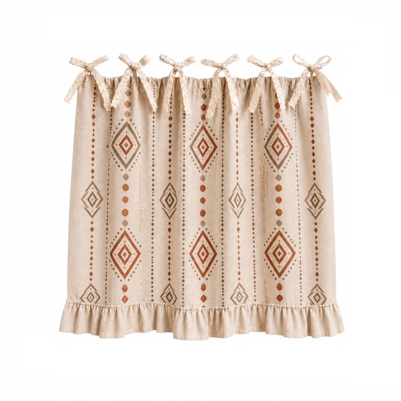 Tie Top Oven Curtain Bohemian Rustic Farmhouse Short Curtain Light Filtering Linen Curtain for Small Kitchen Window 21 X 30 Inch