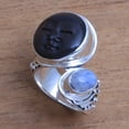 thumbnail image 2 of NOVICA Rainbow moonstone cocktail ring, 'Night Face', 2 of 10