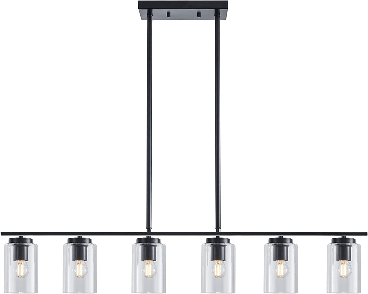 SEAYOND 6 Lights Kitchen Island Light, Pendant Lighting Chandelier with Clear Glass Shade for