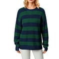 thumbnail image 1 of xiaxaixu Chandail Mode Femme Sauvage à Rayures Contrastées Col Rond Manches Longues Tricoté Automne Hiver Ample Décontracté, 1 of 9