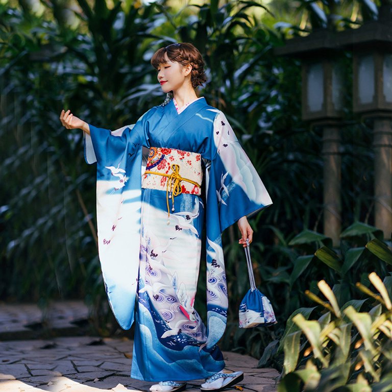 Lady Floral Wide Japanese Belt Corset Obi Waistband Kimono Yukata