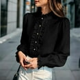 thumbnail image 2 of Enjoytime Tops for Women Trendy Fall Winter Solid Color Round Neck Shirts Business Casual Dressy Womens Button Down Blouse Black XL, 2 of 2
