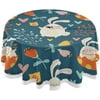 GZHJMY 60" Easter Bunny Eggs Outdoor Round Tablecloth, Waterproof Stain-Resistant Non-Slip Circular Tablecloth with Umbrella Hole and Zipper for Tabletop Backyard Party BBQ Decor