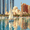 AbuDhabi, variant on Rinaldo Cuneo Style Coastal Scene Canvas, Cat & Open Window Vibrant Painting, Home Office Wall Decor
