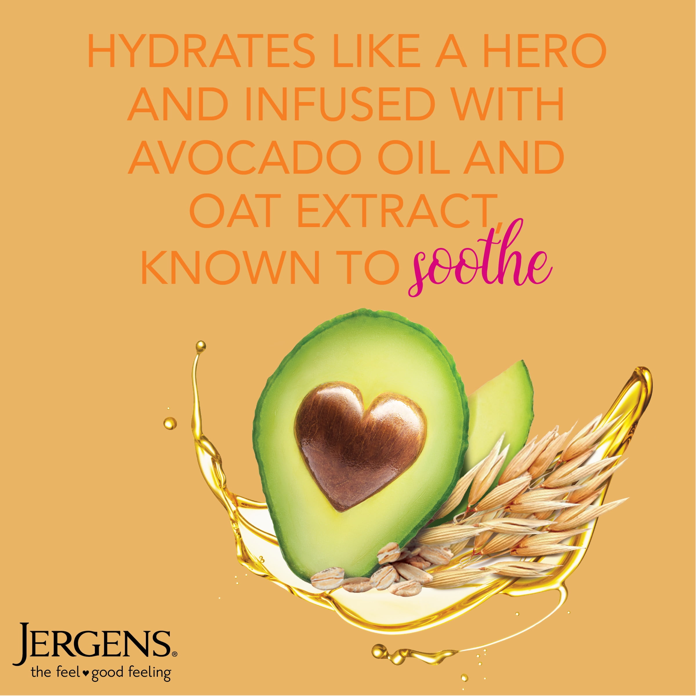 Jergens Hand and Body Lotion, Oil-Infused Smoothing Avocado Body Lotion, 16.8 Oz