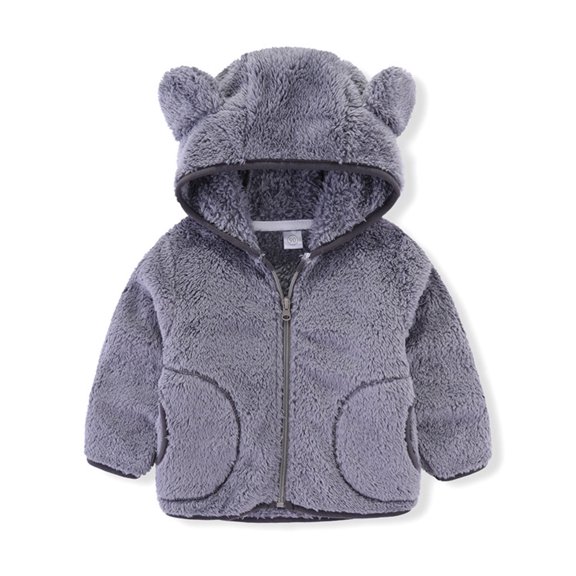 Winter Coats For Toddler Baby Boy Fleece Jacket Bear Ears Hooded Toddler Zip Up Hoodie Baby Girl Jacket 2-3 Years