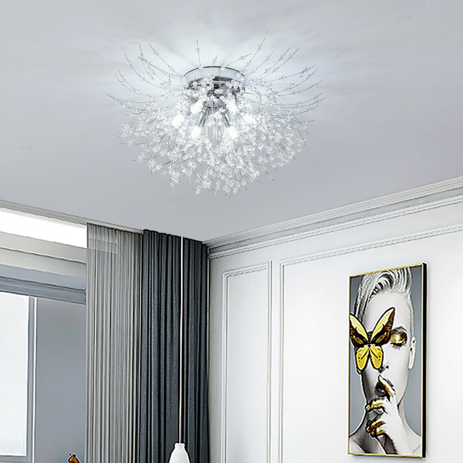 Crystal Sputnik Dandelion Firework Ceiling Light Fixture Pendant Lamp Chandelier