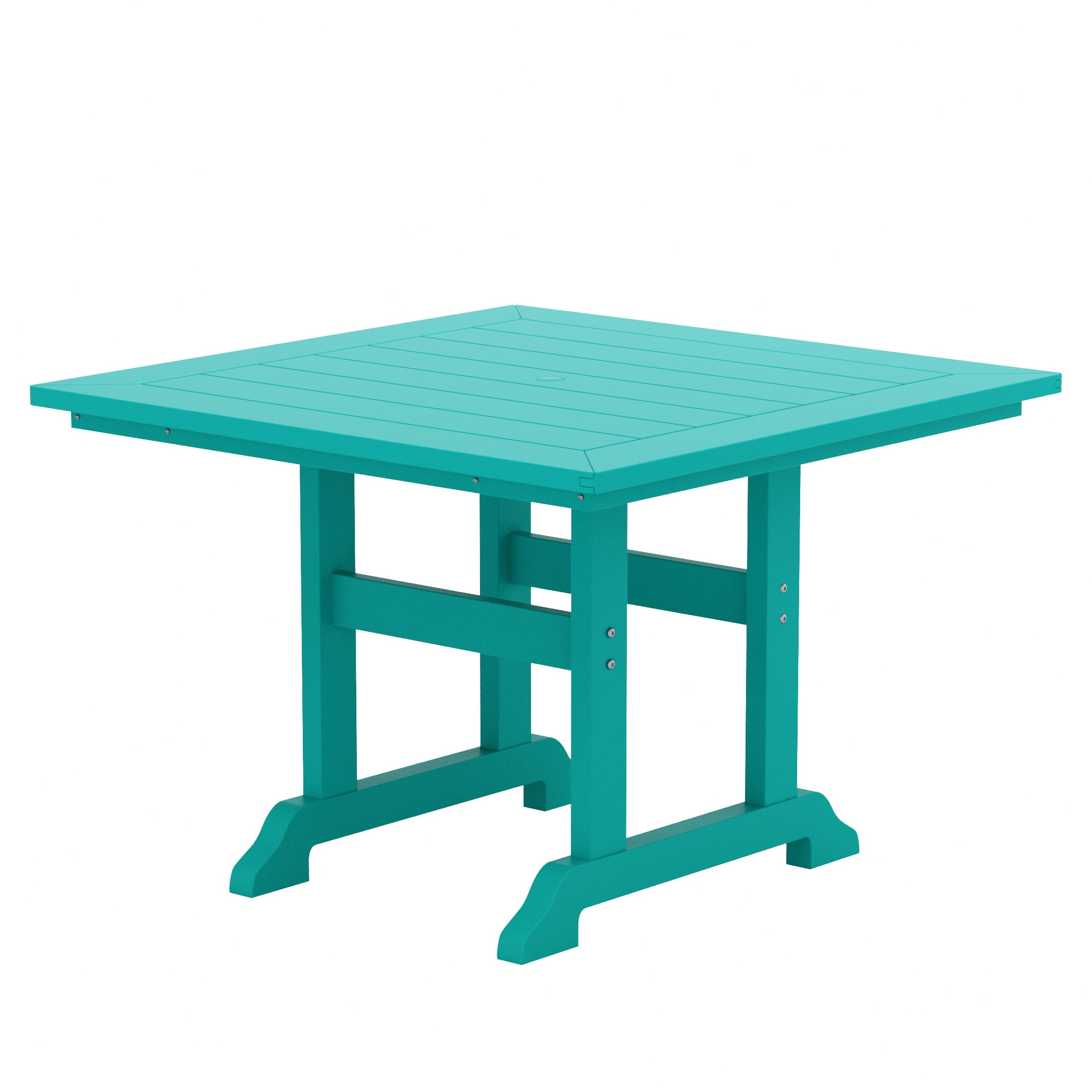 WestinTrends Malibu 5 Piece Adirondack Outdoor Dining Set, All Weather Poly Lumber Patio Table and Chairs Furniture Set, 43" Trestle Square Dining Table and 4 Adirondack Dining Chair, Turquoise