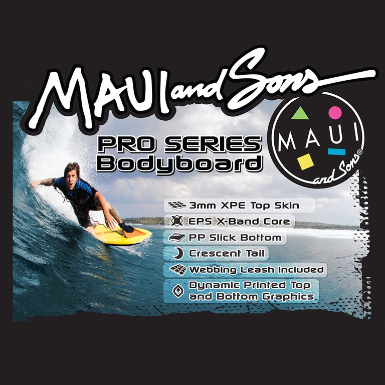 MAUI AND SONS 42 Inch Lightweight Bodyboard with Wrist Leash