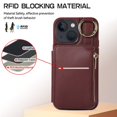 thumbnail image 2 of 15/15Plus/15Pro/15PM Leather Case  Phone Protector Case Hanging Cord Multi Card Bag Convenient Payment Phone Case, 2 of 7