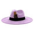 thumbnail image 4 of Womens Western Fedora Hat Wide Brim Cowboy Hat with Feather Accent Suede Style Dress Hat for Western Events Parties and Outfits, 4 of 5