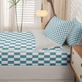 thumbnail image 5 of Manfei Minimalist Check Zipper Full Size Comforter Sets with Fitted Sheet and 2 Pillowcases,Classic Plaid Zipper Bedding Set,Blue White,Light Gray Reversible,4pcs, 5 of 8