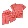 thumbnail image 4 of Gubotare Boys Shorts Set Solid Color Toddler Baby Boy Summer Outfits Clothes Shirt and Short Set for Boys 2-Piece (Red,Size 5-6 Years), 4 of 4