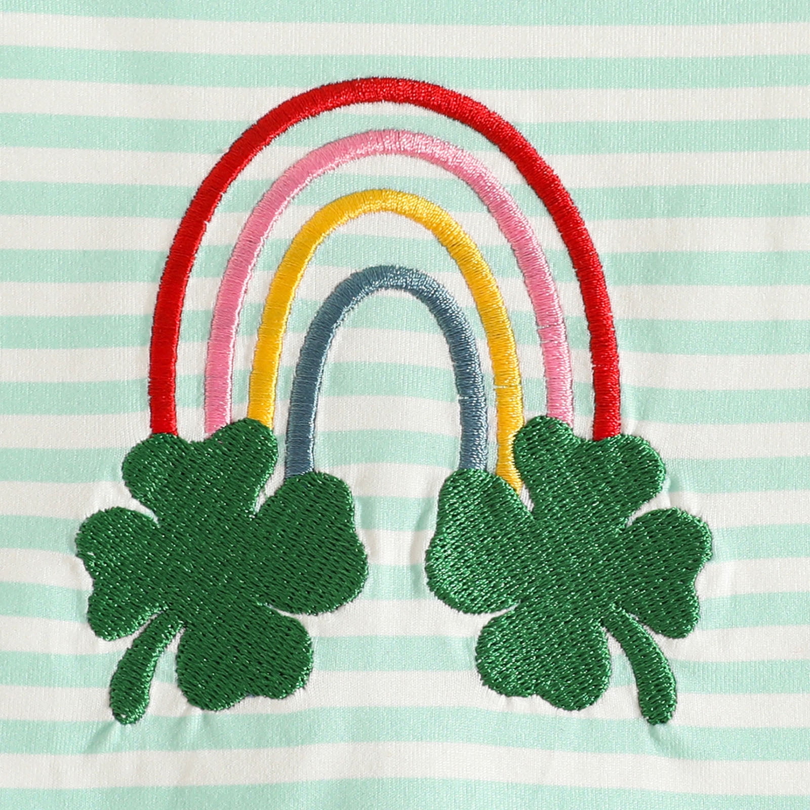 Staki Baby Girl St. Patricks Day Outfits Toddler Lucky Charm Tshirt Ruffle Clover Print Tops+Ruffle Cuff Striped Pants Set St. Patrick's Day Shorts 3-24M 2-3Y(Green,2-3 Years)