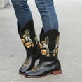 thumbnail image 2 of Cowboy Boots for Women's Mid Calf Cowgirl Western Shoes Sunflower Embroidery Stitched Square Toe Low Heel Ankle Boot, 2 of 7