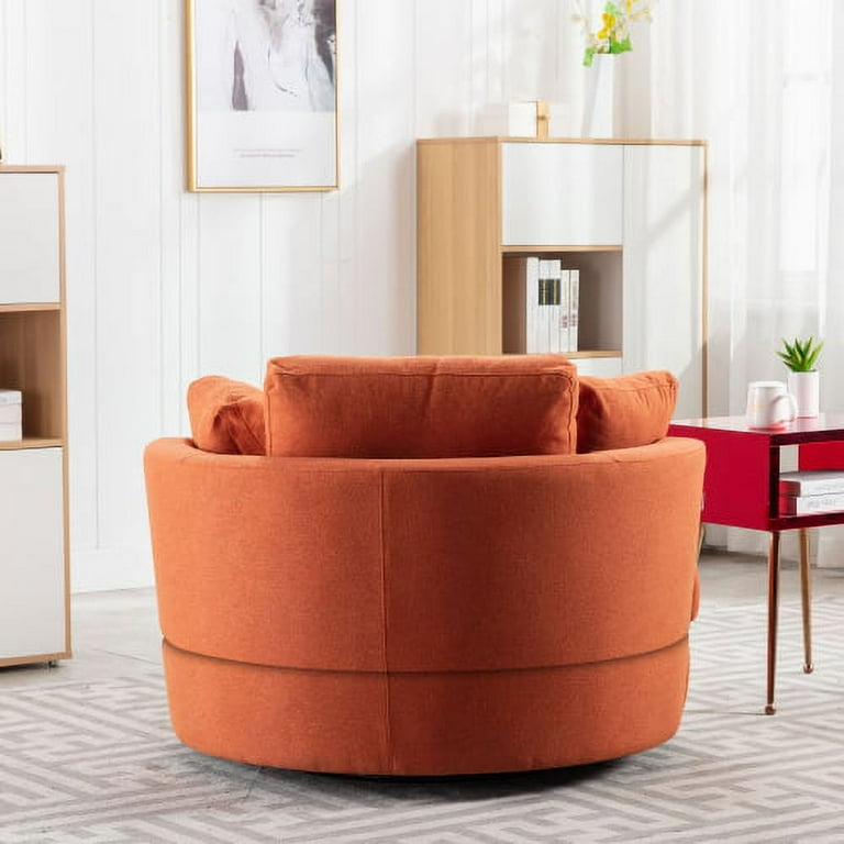 Orange swivel store barrel chair