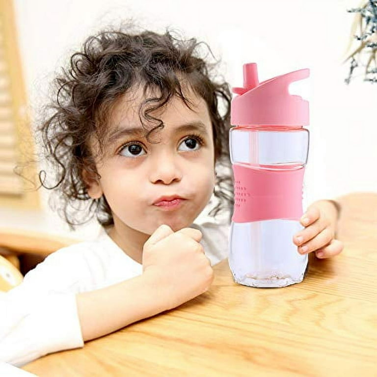 Kids Water Bottle with Straw 12 OZ Free Tritan Bulk Bottle Pink
