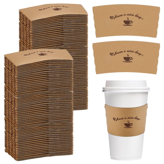 300 Packs Coffee Sleeves, Paper Coffee Cup Sleeves, 4.88x2.28inch Hot Drink Holder Corrugated Cup Jackets for Beverage Insulator and Hand Protection Hot & Cold Drinks, Fits 12 oz-16 oz
