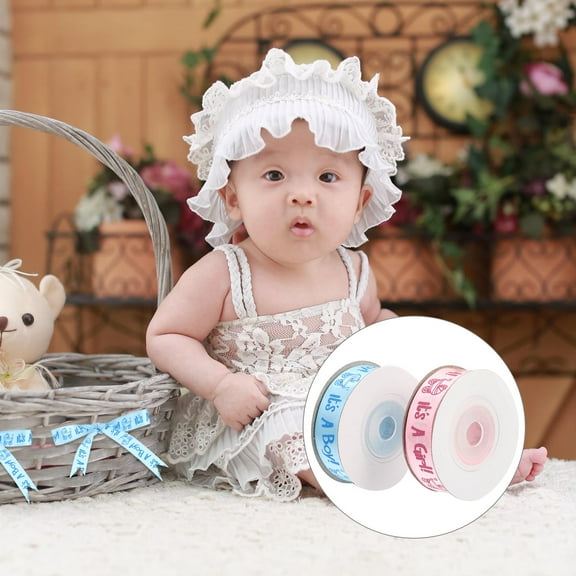 CRAFTHROU 2 Rolls Pink Sky Blue Satin Ribbon for Baby Shower Birthday Party Decoration 10 Yards Each