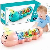 Caterpillar Design Tummy Time Toy, Crawling Toy with Light & Music Musical Light Up, Music Animal Toys, Captivating Light and Sound Effects, Birthday Gifts for Boys and Girl (Pink)