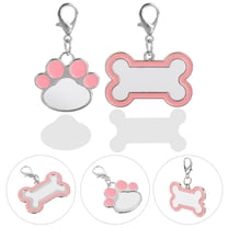 PBPBOX 2Pcs Pink Metal Sublimation Blank Dog Tags Heat Transfer Pet Tags for Durable Name Labels