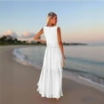 thumbnail image 6 of Evdexr Sun Dresses for Women 2025 Vacation Ruffle Tiered Flowy Maxi Dresses Beach Wedding Guest Dress with Pockets White L, 6 of 8