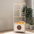 thumbnail image 3 of Glavbiku Corner Cat Tree Tower,Cat Condo with Feeding Station,Cat Climb Pet Furniture in Oak,58" H, 3 of 9