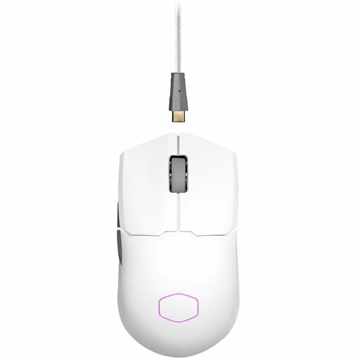 Cooler Master MM712 Gaming Mouse - Optical - Cable/Wireless - Bluetooth - 2.40 GHz - Rechargeable - White - 19000 dpi - 6 Button(s) - Right-handed