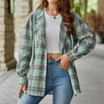 thumbnail image 2 of Summer Savings!ChaoHeng Womens Jackets Lightweight Plus Size 2024 Clearance,Women's Casual Plaid Pocket Long Sleeved Hooded Jacket Top,Green,S, 2 of 7
