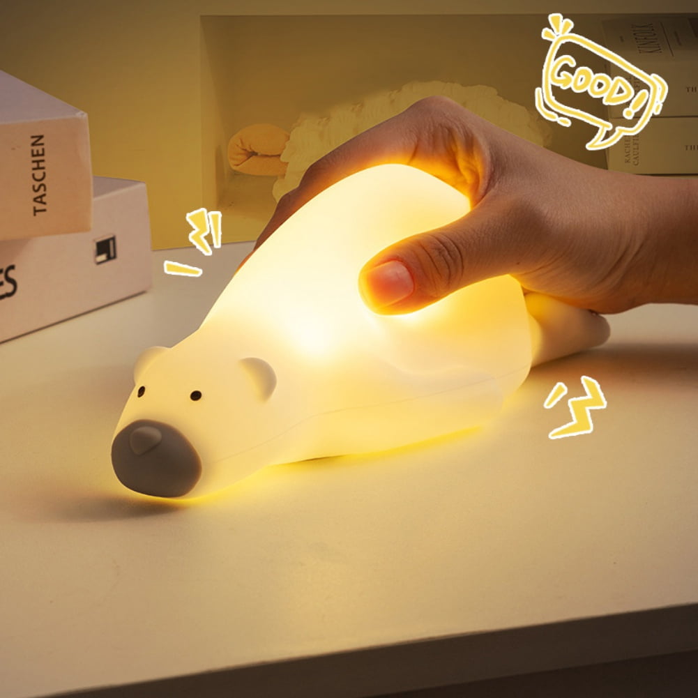 Night Light for Kids, Silicone Sensor Pat Light, Bear Lamp Cute Lamp, Silicone Dimmable Nursery Nightlight, Bedroom Home Decoration Bedside Lamp for Breastfeeding