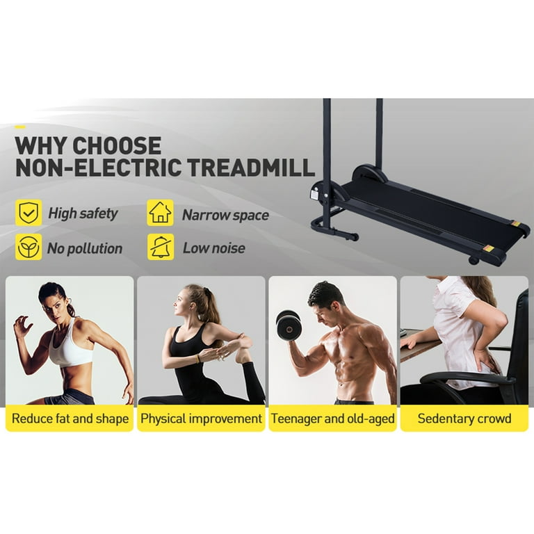 Manual Treadmill Non Electric Treadmill with 10 Incline Small Foldable Treadmill for Apartment Home Walking Running Mode GHN213