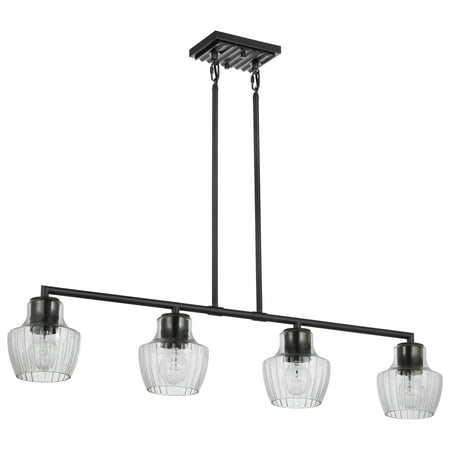 

Nuvo Lighting 60/7704 Destin 4 Light 6 Wide Linear Pendant - Black / Silver Accents