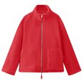 thumbnail image 5 of Kids Winter Jacket Double Zipper Sherpa Fleece Coat Boys Girls Fuzzy Fluffy Overcoat Outerwear with Pockets (14-15 Years, Red), 5 of 6