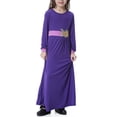 thumbnail image 6 of Girls Long Sleeve Crew Neck Dress, Solid Color Maxi Dress for Kids, Comfortable Everyday Casual Wear, Loose Fit Stretchy Dress for School and Play Purple XL, 6 of 8