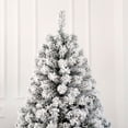 thumbnail image 6 of Tcbosik Pre-Lit Flocked Christmas Tree with 400 Lights and Remote Control, 7ft Artificial Xmas Tree with 1000 Branch Tips, Includes Stand, Snowy Green, 6 of 8