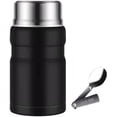 thumbnail image 1 of Recipiente térmico aislado de 25 oz para comida caliente, termo para sopa con cuchara, lonchera de acero inoxidable al vacío, termo para alimentos para niños y adultos, color negro, 1 of 4