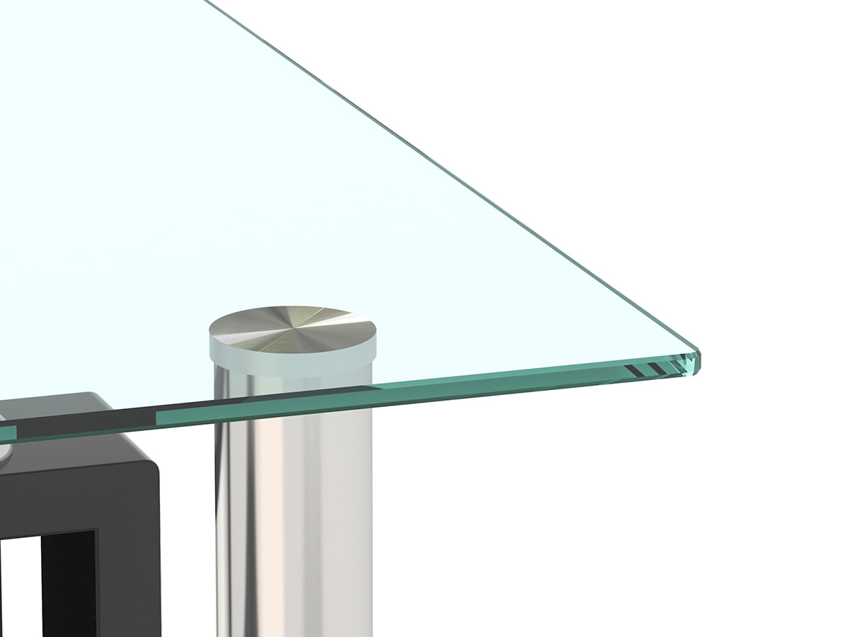 Rectangle Glass Coffee Table for Living Room, Center Table, Sofa Table, with Black Metal Legs, Clear Tempered Glass Top (Black, Coffee Table)